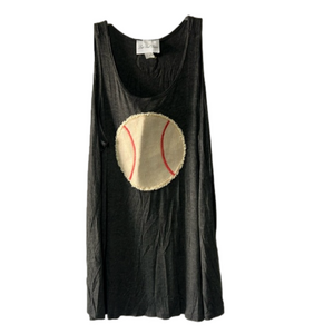 NWOT Lost‎ Petal Linens Tank Top Gray sewn on baseball size XL